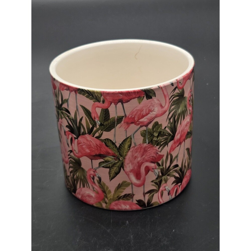 5 Inch Ceramic Pink Flamingo Print Flower Pot Planter